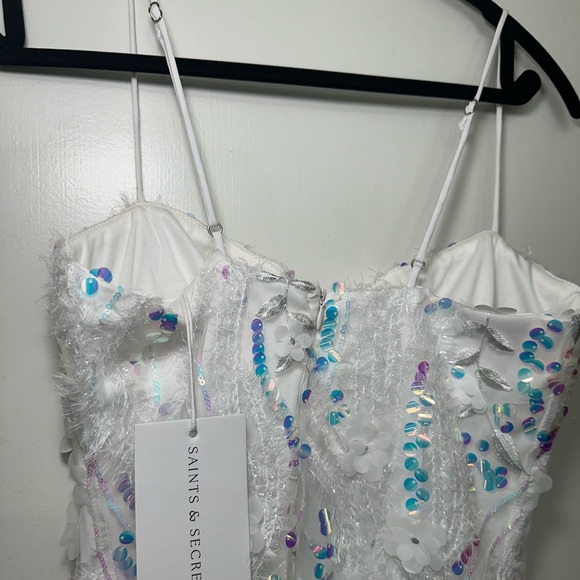 White Sequin Hello Molly Dress - Absorbing Beauty / Saints and Secrets Size M - Picture 7 of 12